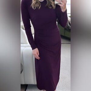 Banana Republic Luxespun Side Ruched Dress, maroon/ burgundy XS Stretch.